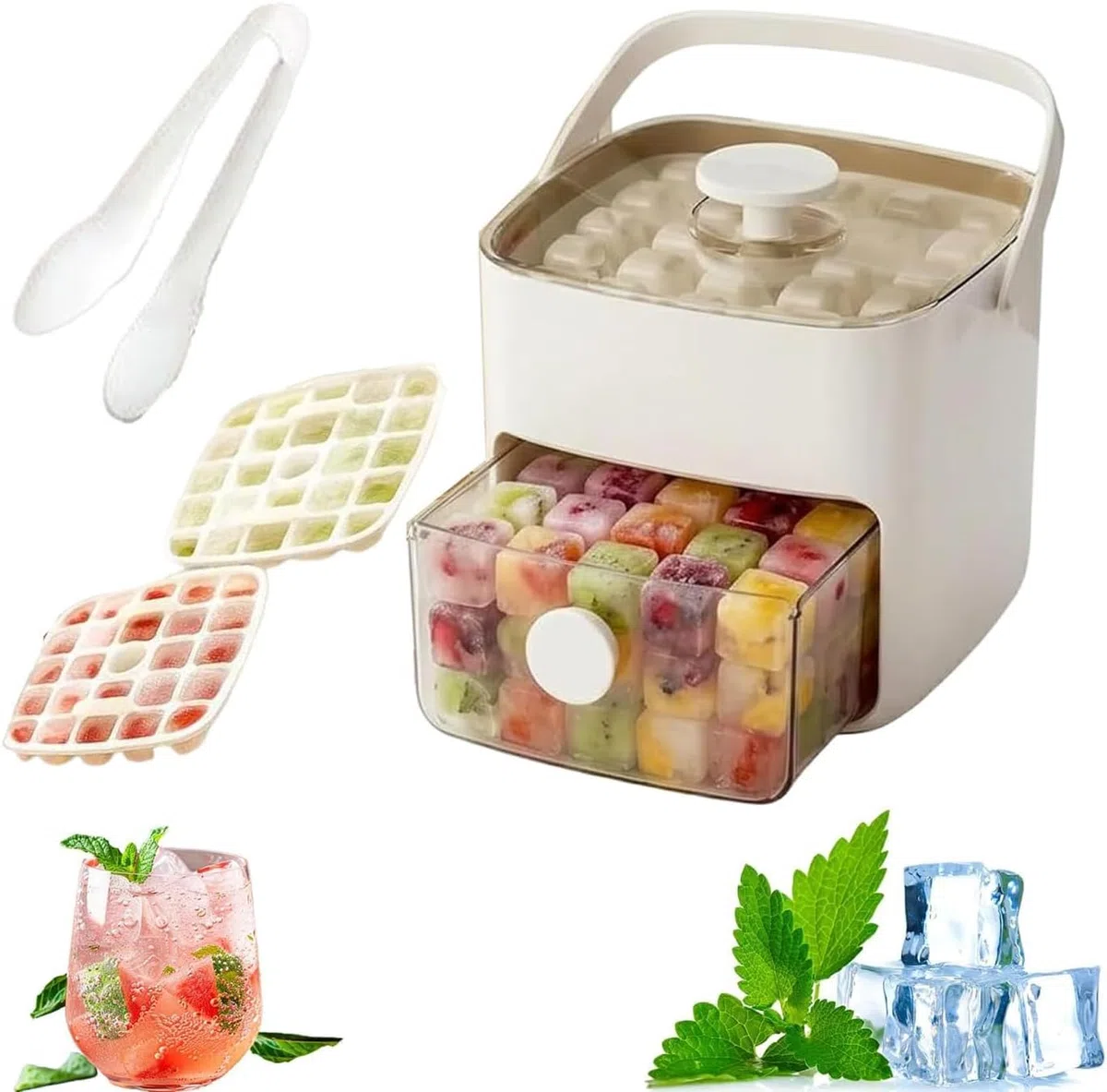 Ice Maker con coperchio Easy Press, 2 in 1, grande capacità