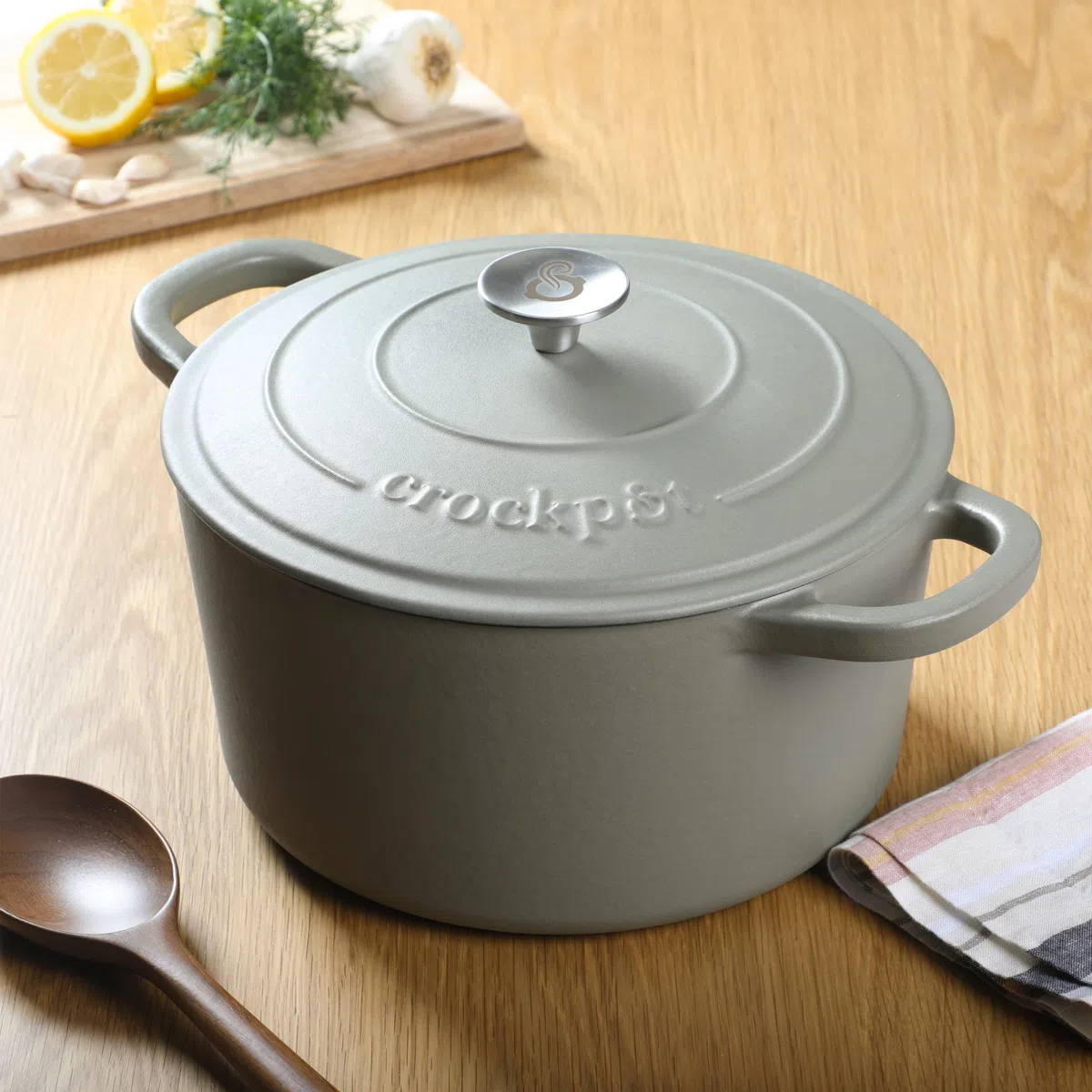 Crock Pot Artisan - Pentola da forno olandese rotonda in ghisa, con coperchio, colore: verde opaco