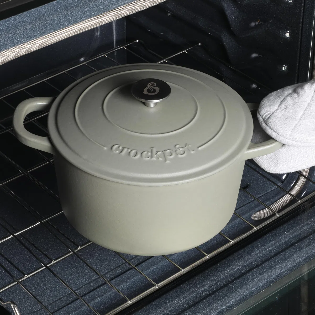 Crock Pot Artisan - Pentola da forno olandese rotonda in ghisa, con coperchio, colore: verde opaco