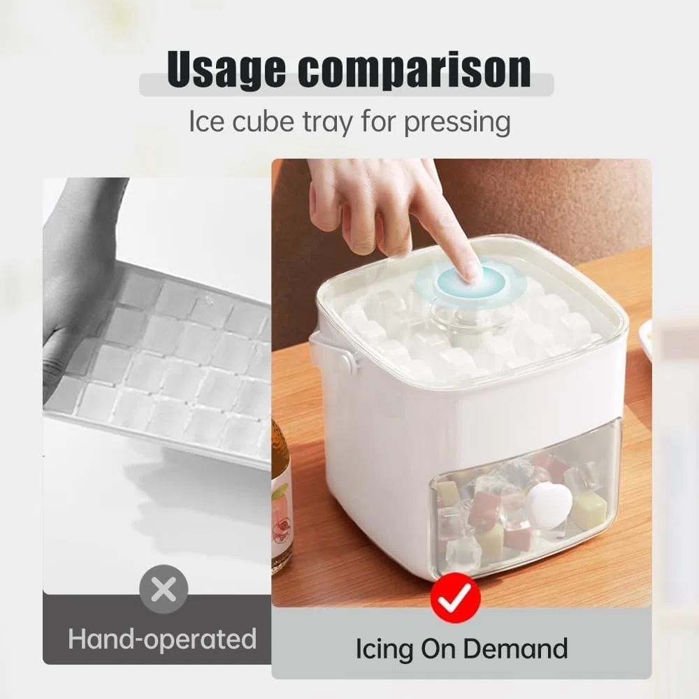 Ice Maker con coperchio Easy Press, 2 in 1, grande capacità