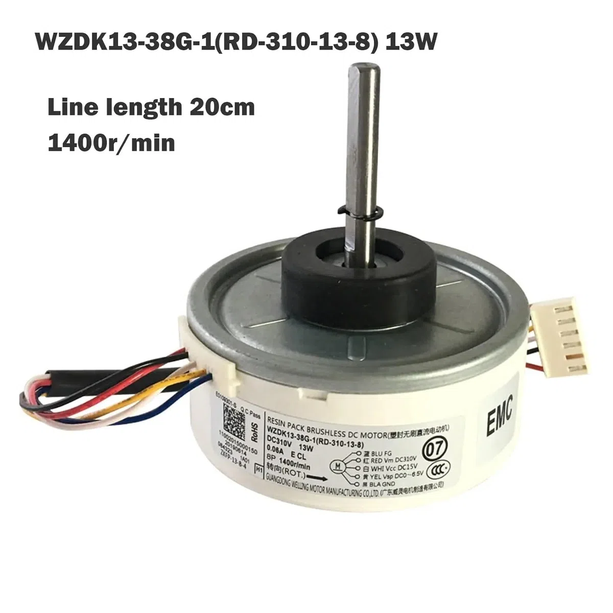 Condizionatore d'aria Motore interno WZDK13-38G-1 RD-310-13-8 13W DC Brushless Fan Motor Inverter Condizionatore Motore del ventilatore Parti del condizionatore d'aria