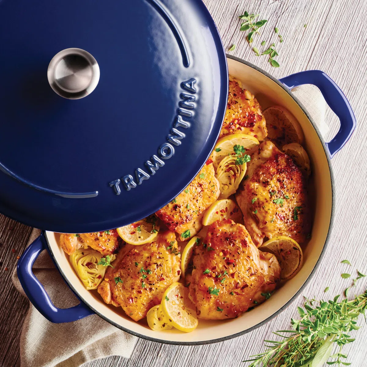 Tramontina Padella Bassa in Ghisa Smaltata Blu Bestow 30 cm 3,8 L