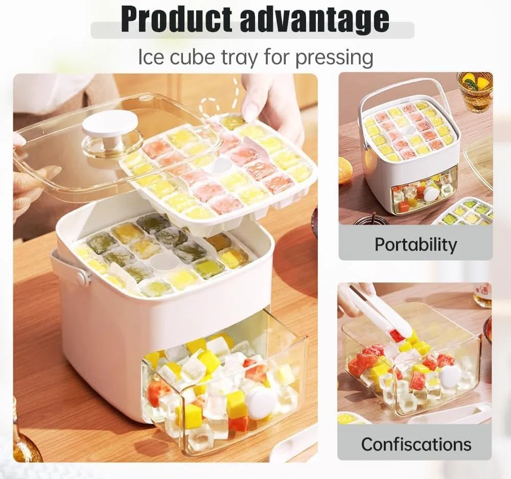 Ice Maker con coperchio Easy Press, 2 in 1, grande capacità