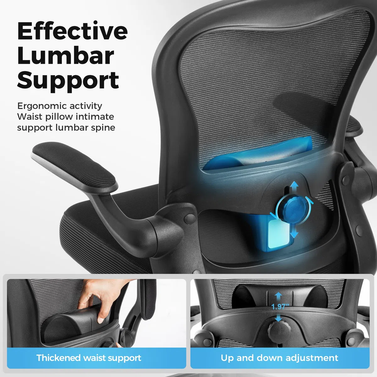 ALPHA HOME Sedia da ufficio ergonomica con supporto lombare