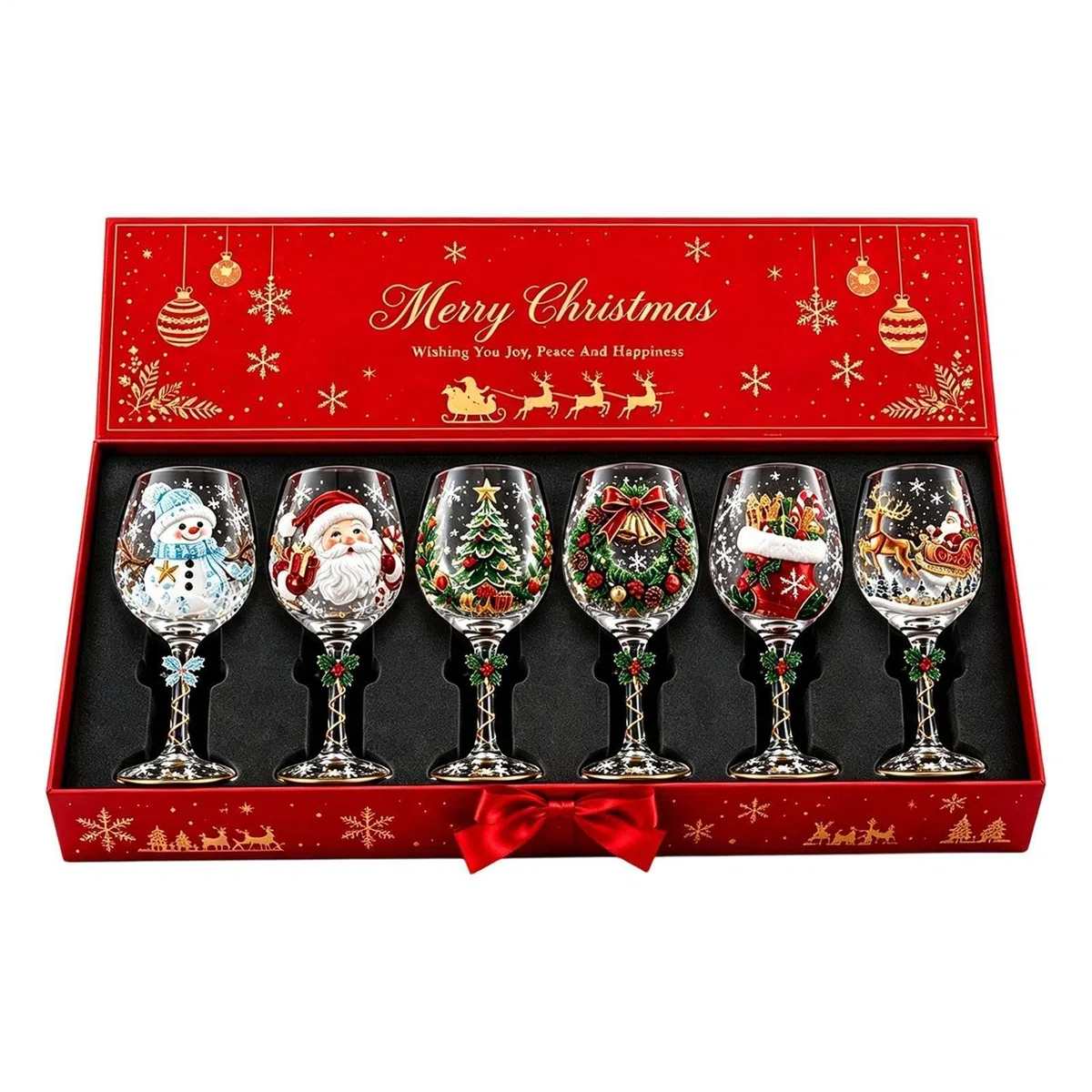 Insieme del contenitore di regalo della collezione di vetro di vino 3D di