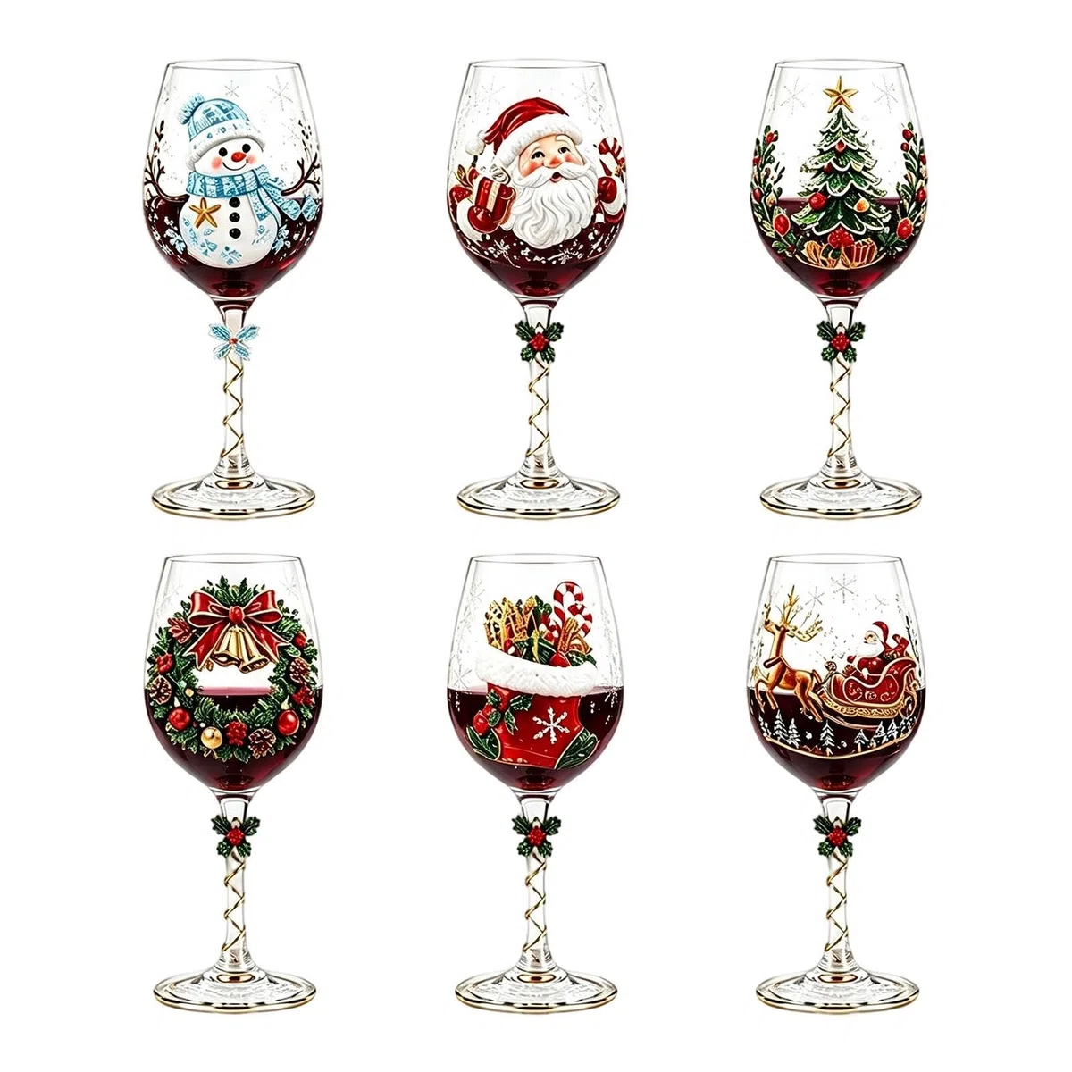 Insieme del contenitore di regalo della collezione di vetro di vino 3D di