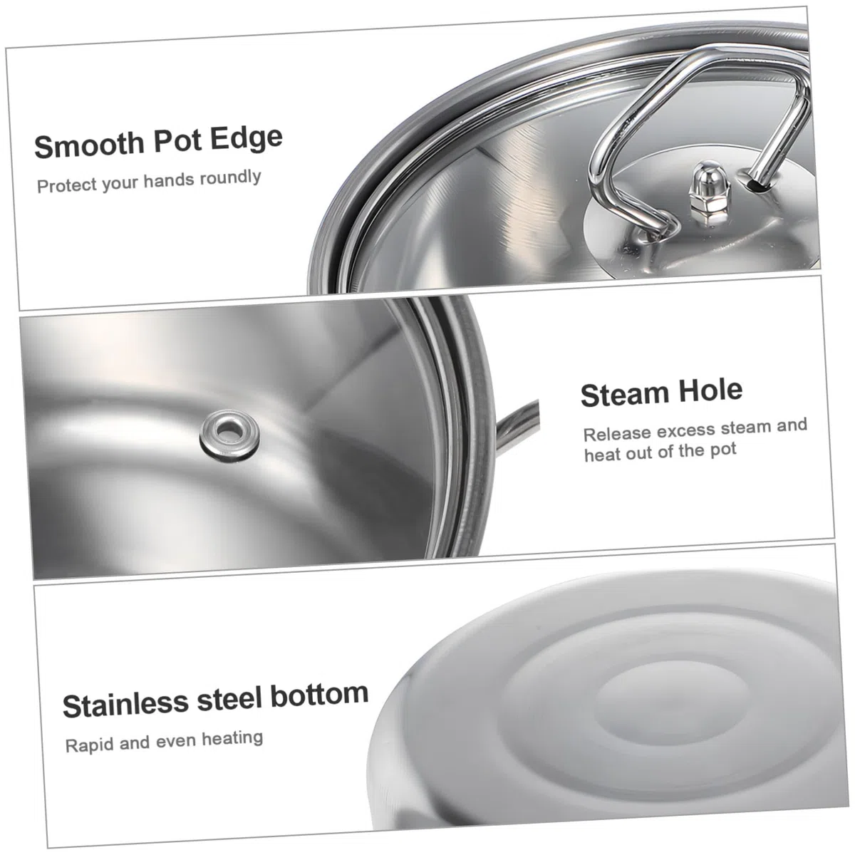 VALICLUD Set Pentole Professionali in Acciaio Inox 5 Pezzi con Coperchi