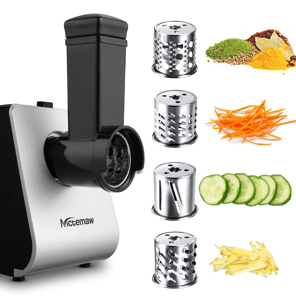 COOCHEER Tritacarne elettrico, Multifunzione Tritacarne Tritatutto 5 IN 1 con 3 dischi forati, 4 lame, accessori per salsicce e kibbe per cucina domestica& carne