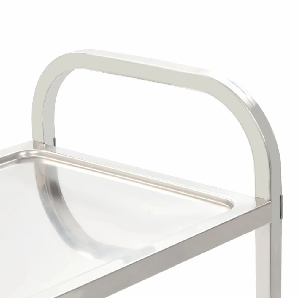 Carrello da portata in acciaio inox, 95 x 45 x 83,5 cm, carrello da cucina a 2 livelli con 2 livelli, ruote scorrevoli con freni, telaio stabile per cibi e bevande